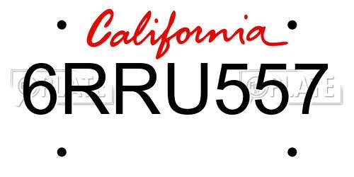 6RRU557 California License Plate