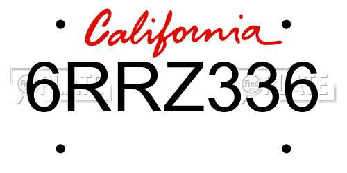 6RRZ336 California License Plate
