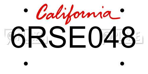 6RSE048 California License Plate