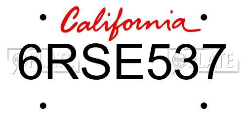 6RSE537 California License Plate