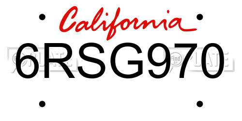 6RSG970 California License Plate