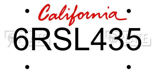 6RSL435 California License Plate