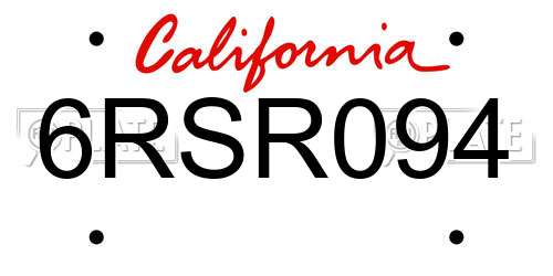 6RSR094 California License Plate