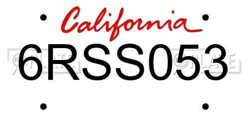 6RSS053 California License Plate