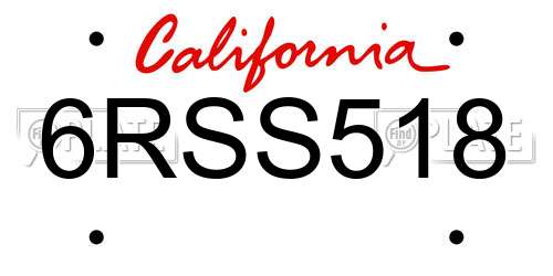 6RSS518 California License Plate