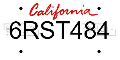 6RST484 California License Plate