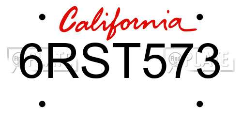 6RST573 California License Plate