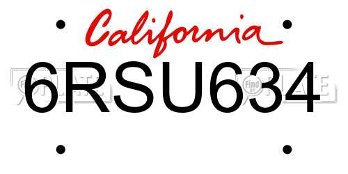 6RSU634 California License Plate