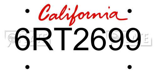 6RT2699 California License Plate