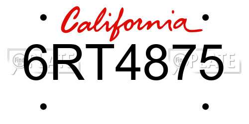 6RT4875 California License Plate