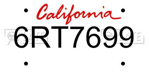 6RT7699 California License Plate