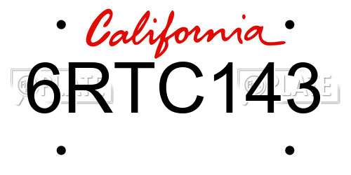 6RTC143 California License Plate