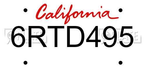 6RTD495 California License Plate