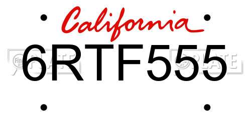 6RTF555 California License Plate