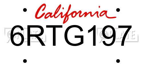 6RTG197 California License Plate