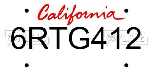 6RTG412 California License Plate