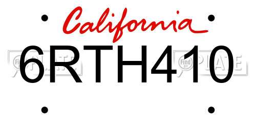 6RTH410 California License Plate