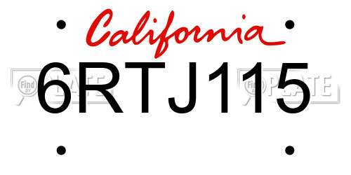 6RTJ115 California License Plate