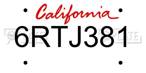 6RTJ381 California License Plate