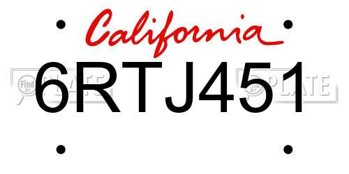 6RTJ451 California License Plate