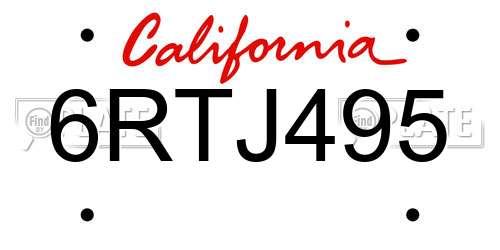 6RTJ495 California License Plate