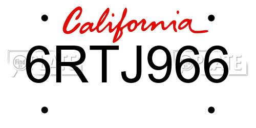 6RTJ966 California License Plate