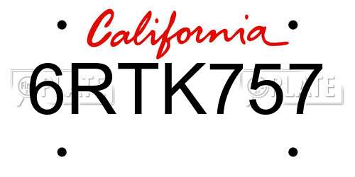 6RTK757 California License Plate