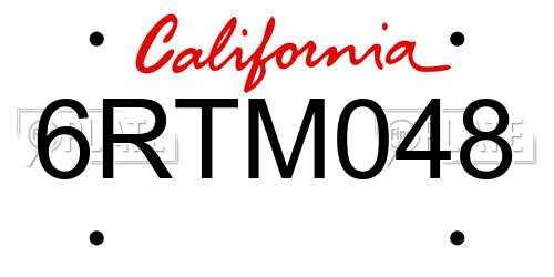 6RTM048 California License Plate