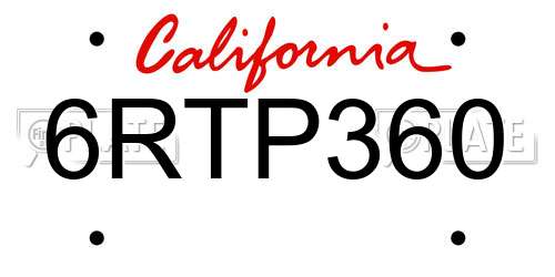 6RTP360 California License Plate