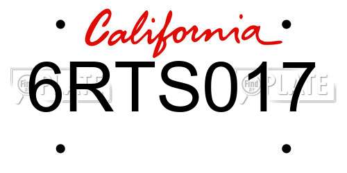 6RTS017 California License Plate