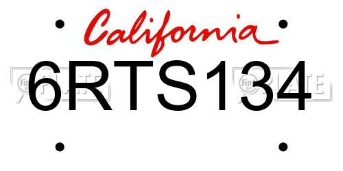 6RTS134 California License Plate