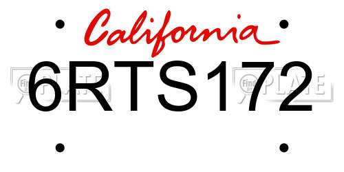 6RTS172 California License Plate
