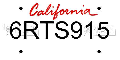 6RTS915 California License Plate