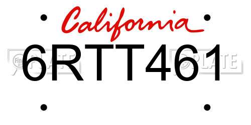 6RTT461 California License Plate