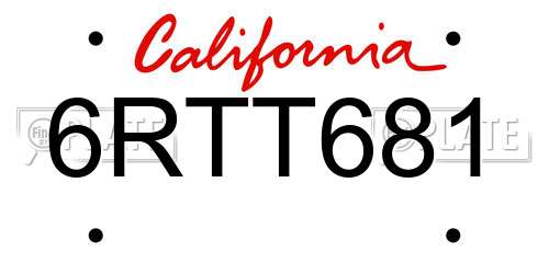6RTT681 California License Plate