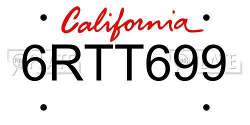 6RTT699 California License Plate