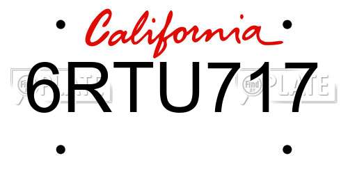 6RTU717 California License Plate