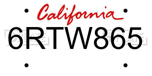 6RTW865 California License Plate