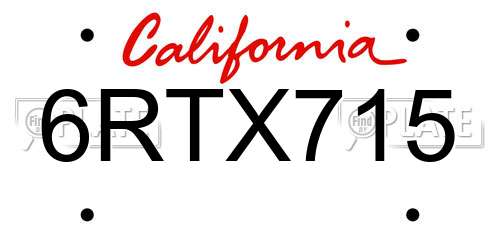 6RTX715 California License Plate