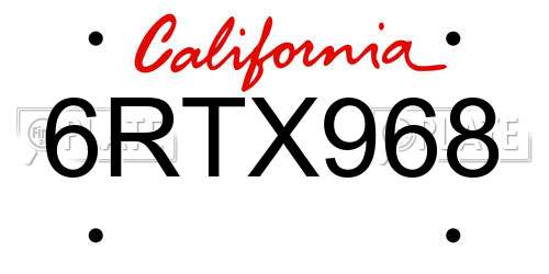 6RTX968 California License Plate