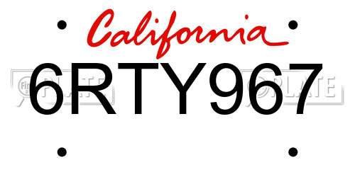 6RTY967 California License Plate