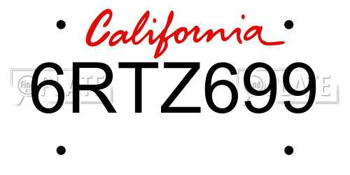 6RTZ699 California License Plate