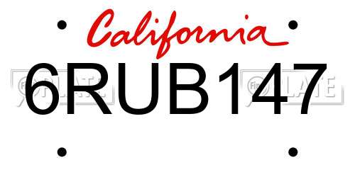 6RUB147 California License Plate