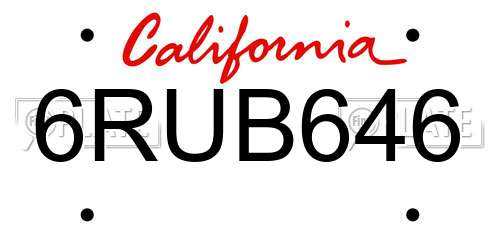 6RUB646 California License Plate