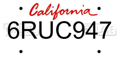 6RUC947 California License Plate