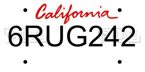 6RUG242 California License Plate