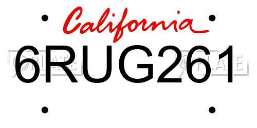 6RUG261 California License Plate