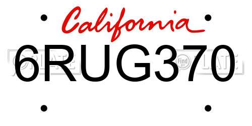 6RUG370 California License Plate