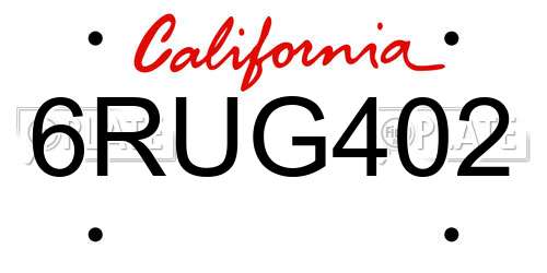 6RUG402 California License Plate