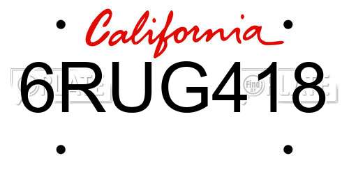 6RUG418 California License Plate